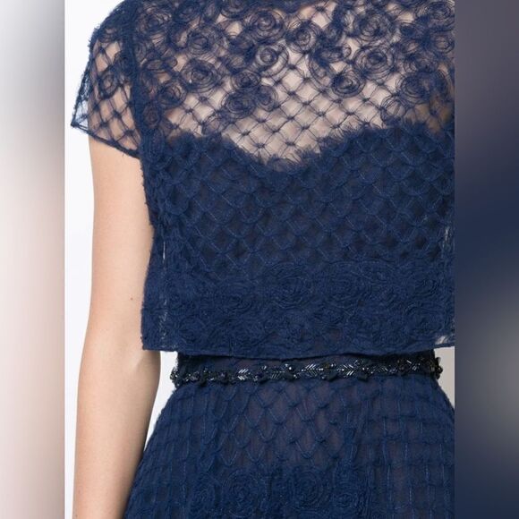 New MARCHESA NOTTE Tulle Layered Navy Blue Dress - Picture 9 of 9